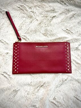 Michael Kors Red Leather Studded Wristlet